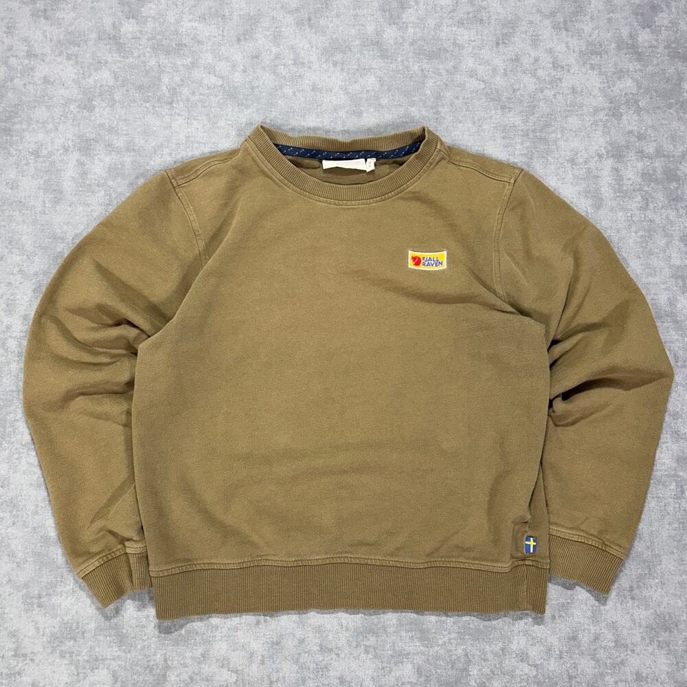 Fjallraven Khaki Crewneck Sweatshirt with Logo Patch